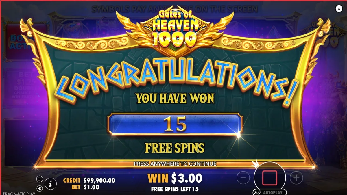 Pemandangan gerbang surgawi yang megah dalam slot Gates of Heaven 1000