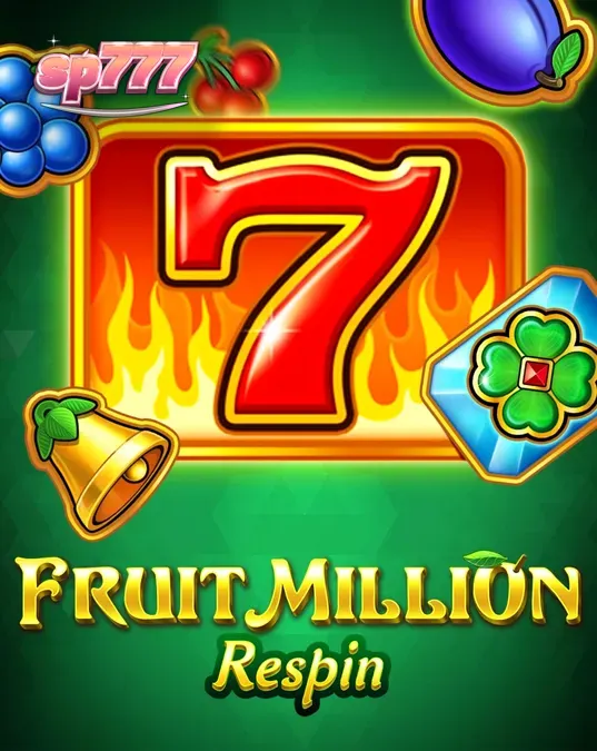 Tampilan visual slot Fruit Million Respin dengan simbol buah klasik dan latar belakang hijau yang cerah.